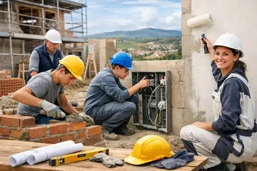 apprentis en batiment au rhone maconnerie electricite peintu